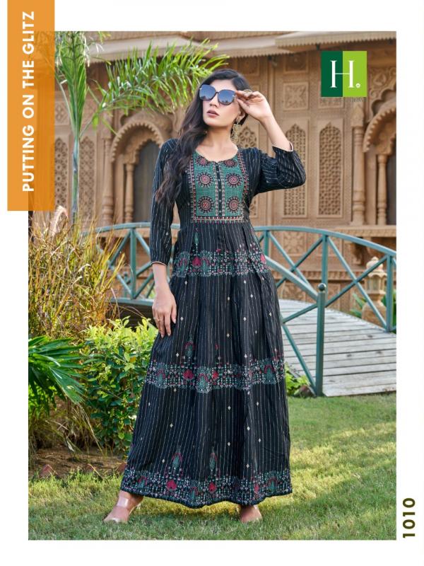 Hirwa Saina Rayon  Designer Plus Size Long Kurti Collection